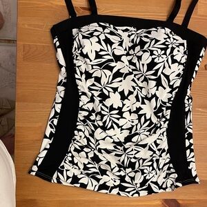 Floral Black and White Women's SwimTop